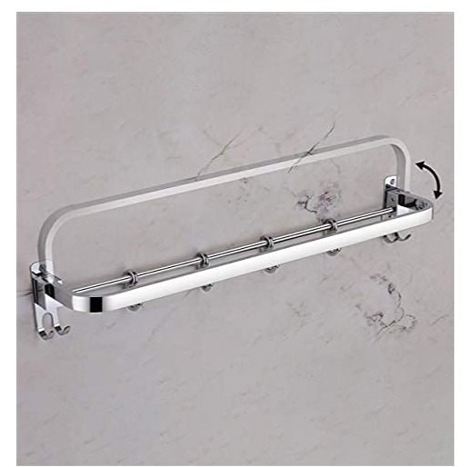 Anti-Rust Folding Towel Rack with Hooks - left_view