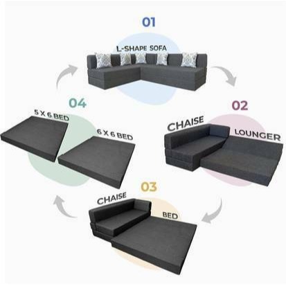 L Shaped 5 Seater Double Foam Fold Out Sofa Cum Bed - left_view