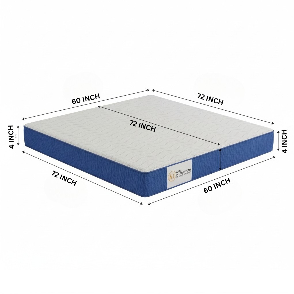 Queen Size Orthopedic Mattress (72x60x4 Inch) | Medium-Firm Feel, PainRelease Technology & Spine Support - left_view