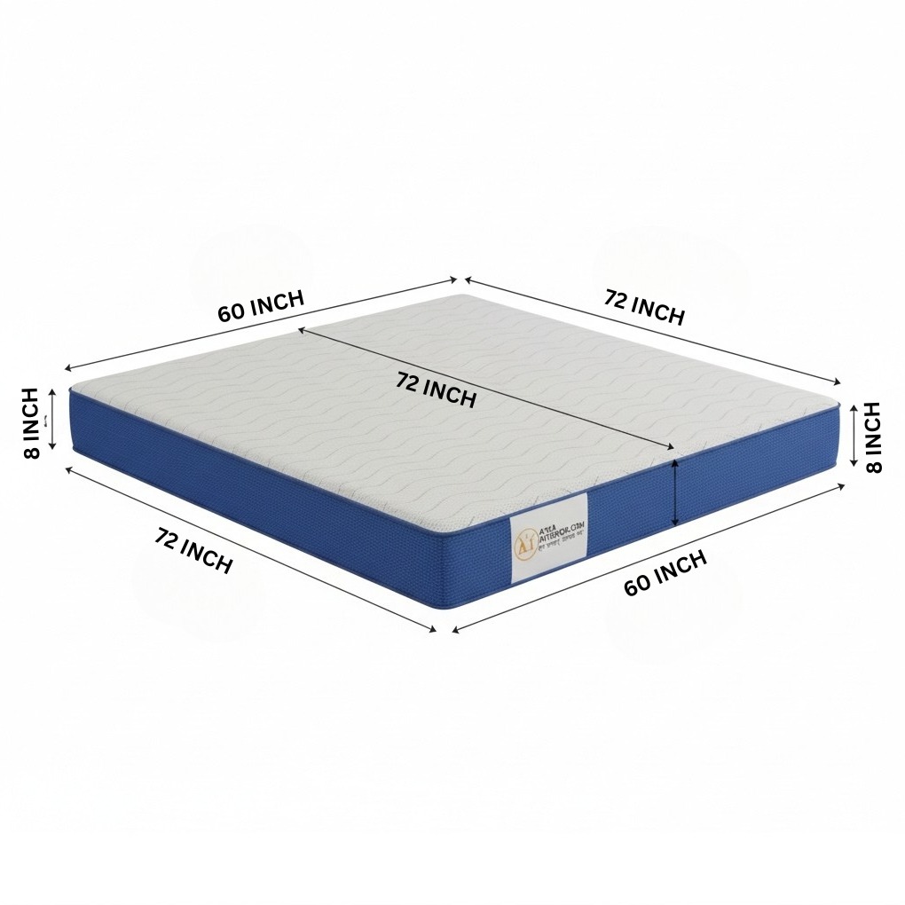 Queen Size Orthopedic Mattress (72x60x8 Inch) | Medium-Firm Feel, PainRelease Technology & Spine Support - left_view