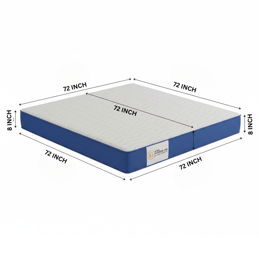 King Size Orthopedic Mattress (72x72x8 Inch) | Medium-Firm Feel, PainRelease Technology & Spine Support - left_view