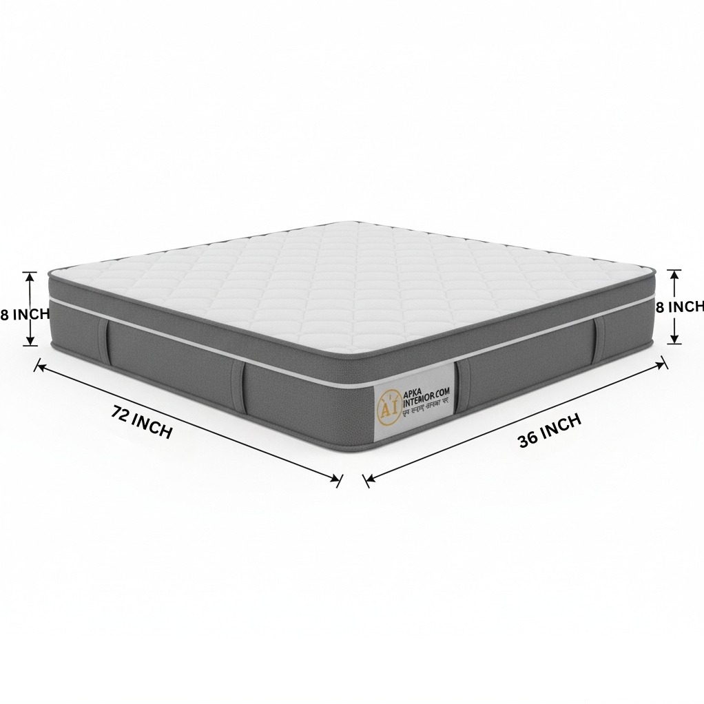 Single Size Pocket Spring Mattress with Memory Foam Layer | Medium Soft, Bouncy & Zero Partner Disturbance (72x36x8) - left_view