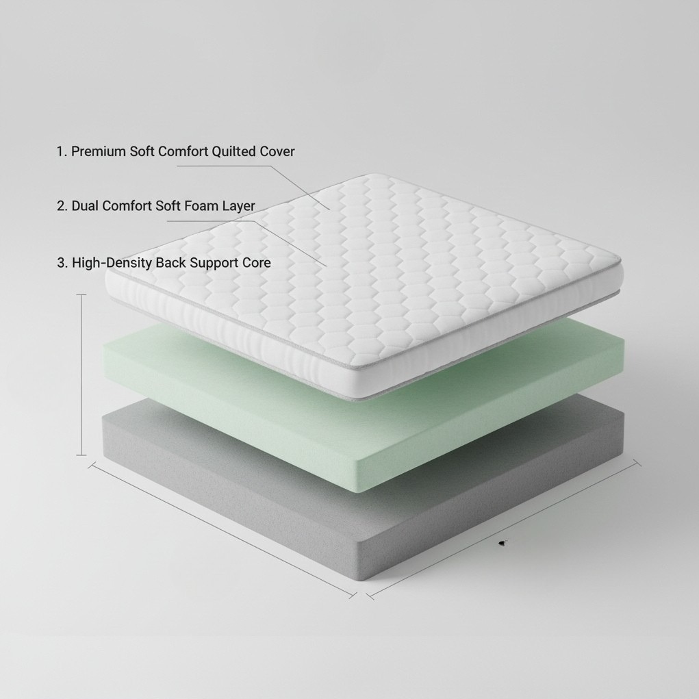 High Density Soft Bounce PU Foam Mattress (72x72x4) | Premium Comfort King Bed Mattress with Enhanced Support & Plush Feel - top_view