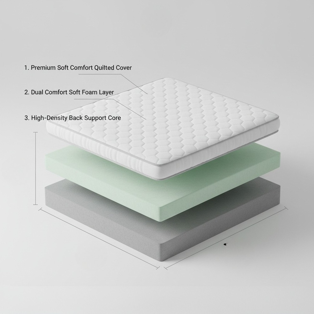 High Density Soft Bounce PU Foam Mattress (72x72x8) | Premium Comfort King Bed Mattress with Enhanced Support & Plush Feel - top_view