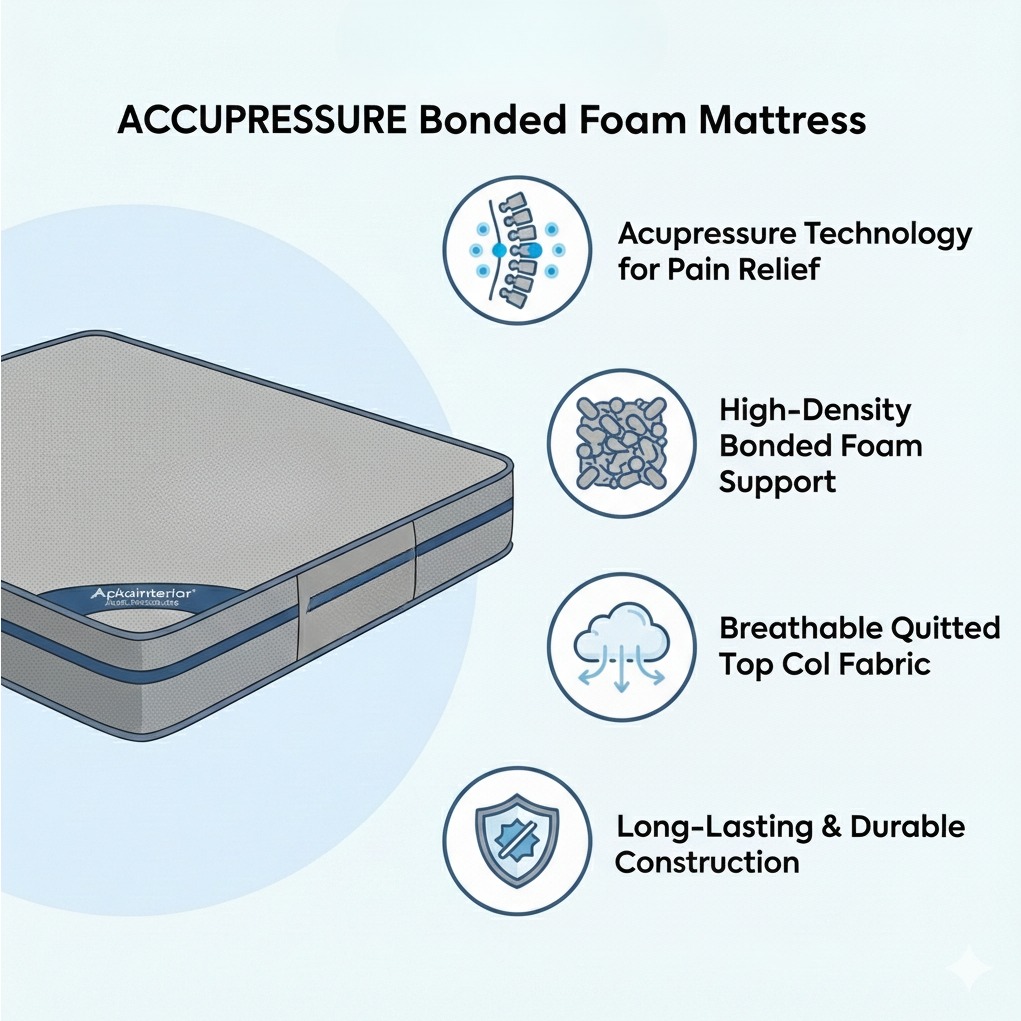 Acupressure Orthopedic Mattress (72x36x8 Inch) | Therapeutic Pressure Point Relief, Improved Blood Circulation & High-Density Support Foam - rear_view