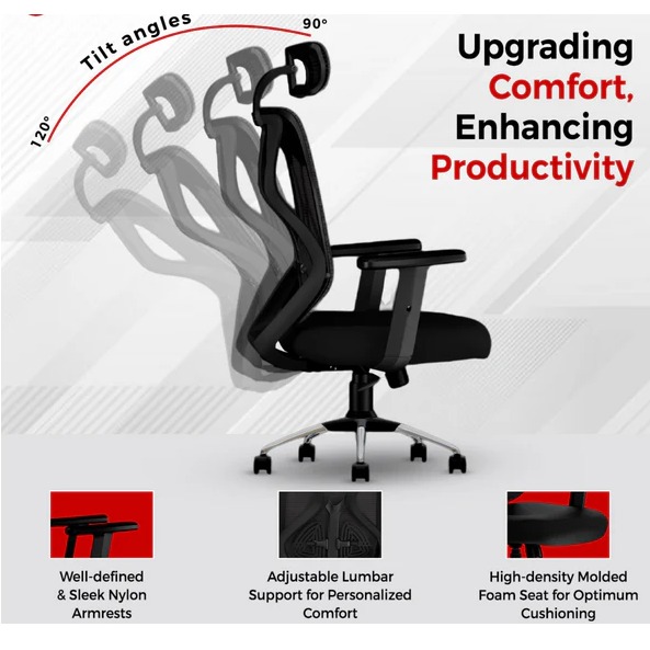 Ergonomic Mesh Executive Office & Home Chair (Black) - top_view