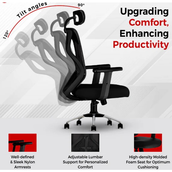Ergonomic Mesh Executive Office & Home Chair (Red) - top_view