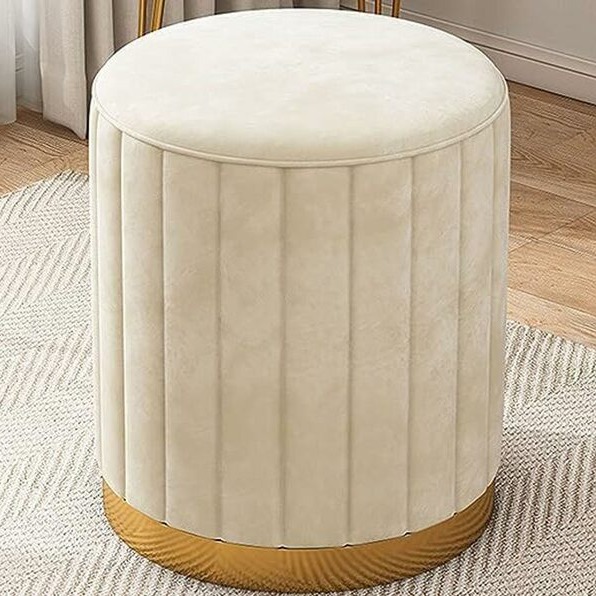 Pouffe for Office Home Decoration & Dressing Table (Set of 2) (15x15x16 Inch) (Cream) - top_view