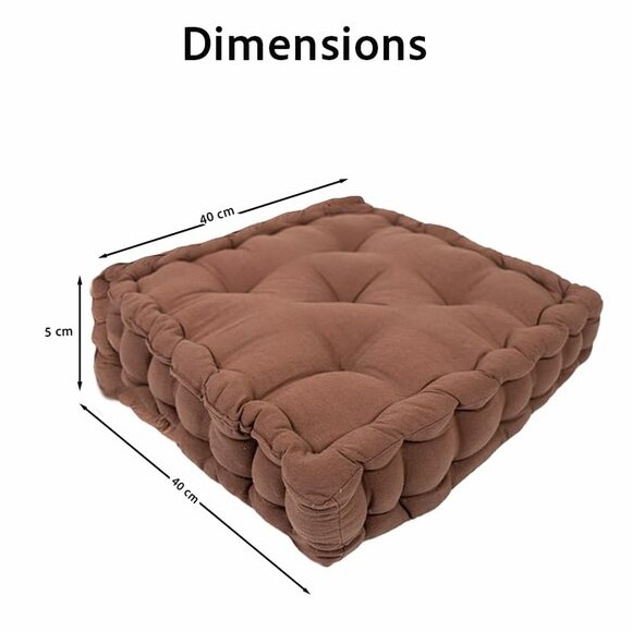 Soft & Comfortable Sitting | Chair Cushion Pad for Sitting (40x40x8cm) (Brown) - front_view