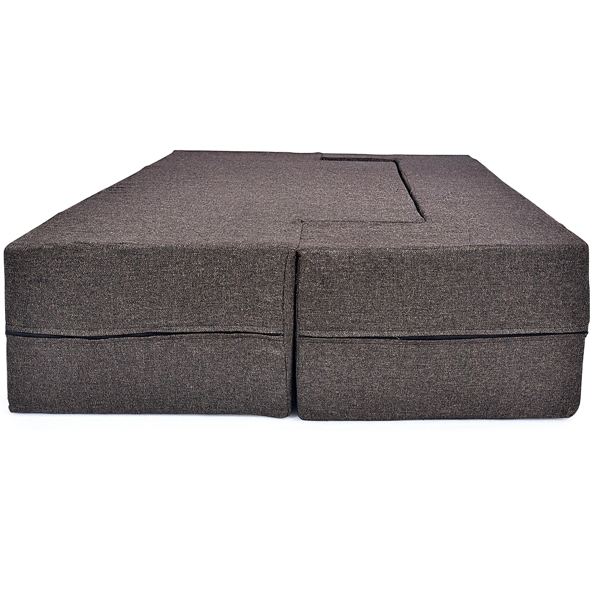 3 Seater Double Foam Fold Out Sofa Cum Bed (Brown) (72x28x14 Inch) - top_view