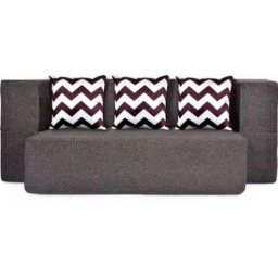 3 Seater Double Foam Fold Out Sofa Cum Bed (Brown) (72x28x14 Inch) - rear_view