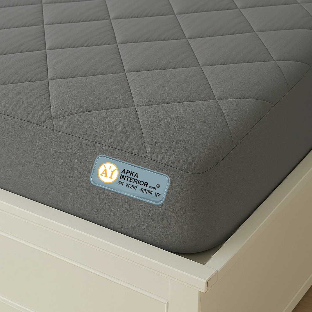 Waterproof Mattress Protector – Single Size, Terry Fabric with TPU Lamination (72x60 Inch, Grey) - top_view