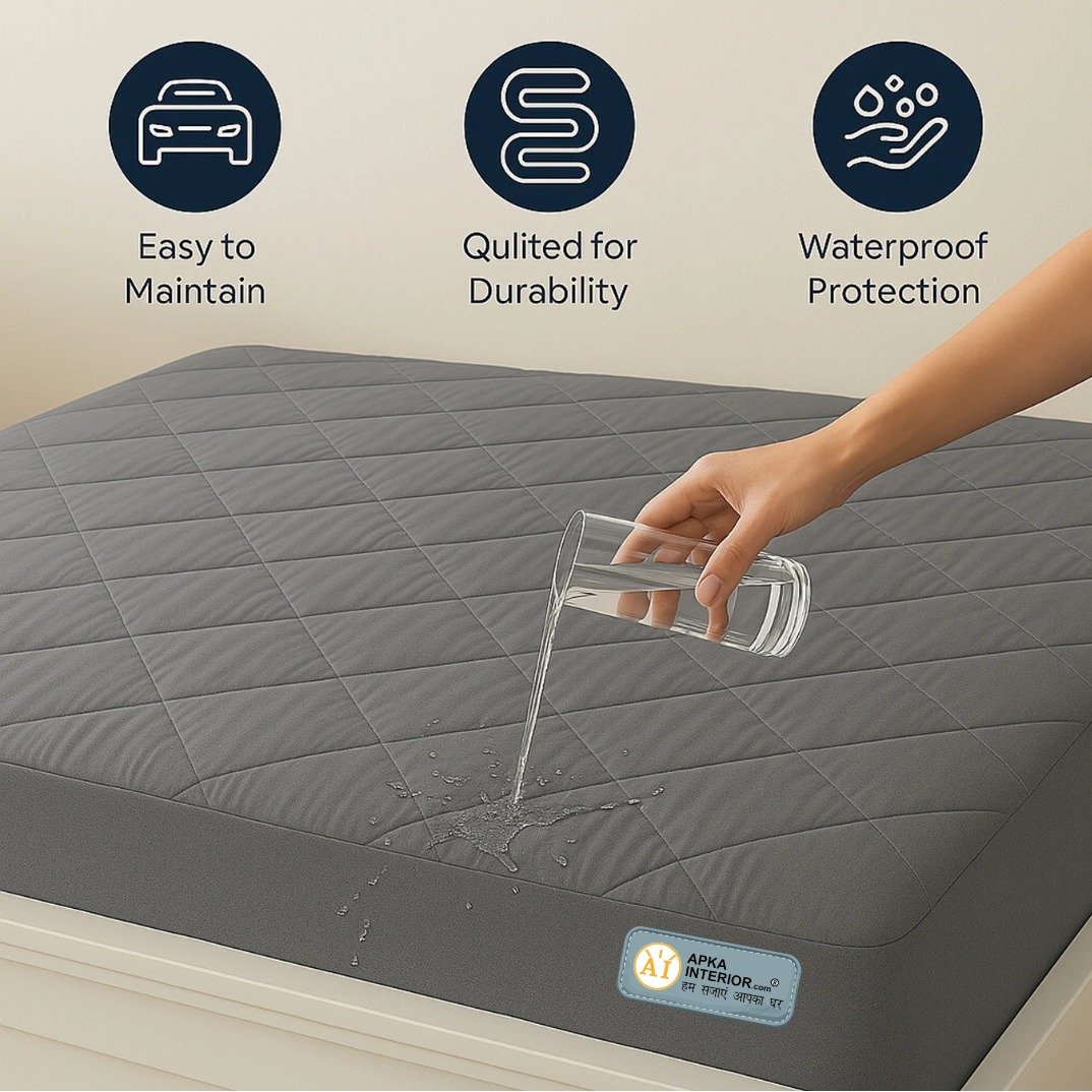 Waterproof Mattress Protector – Single Size, Terry Fabric with TPU Lamination (72x72 Inch, Grey) - front_view