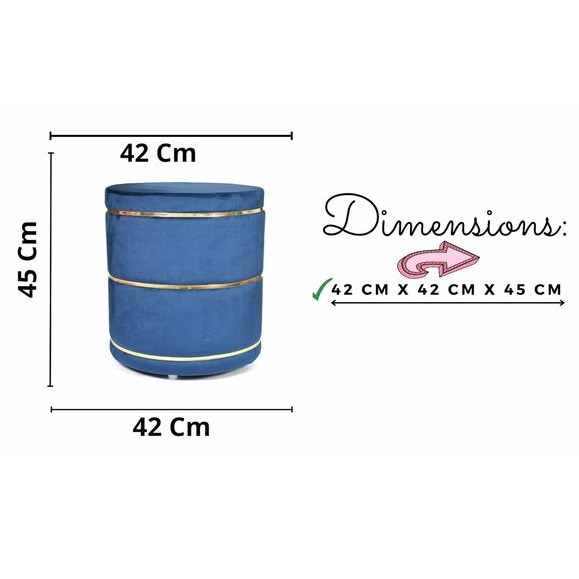 Pouffe for Office Home Decoration & Dressing Table (16x16x18 Inch) (Royal Blue) - front_view