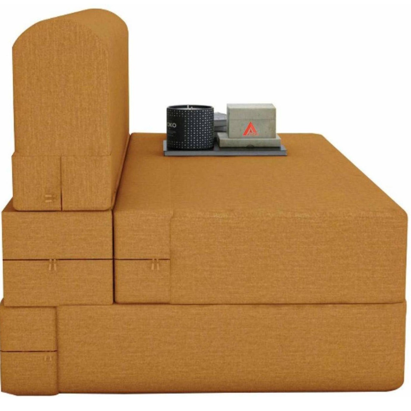 Dublin Foldable Sofa Cum Bed (Mustard Yellow) (6X5) - rear_view