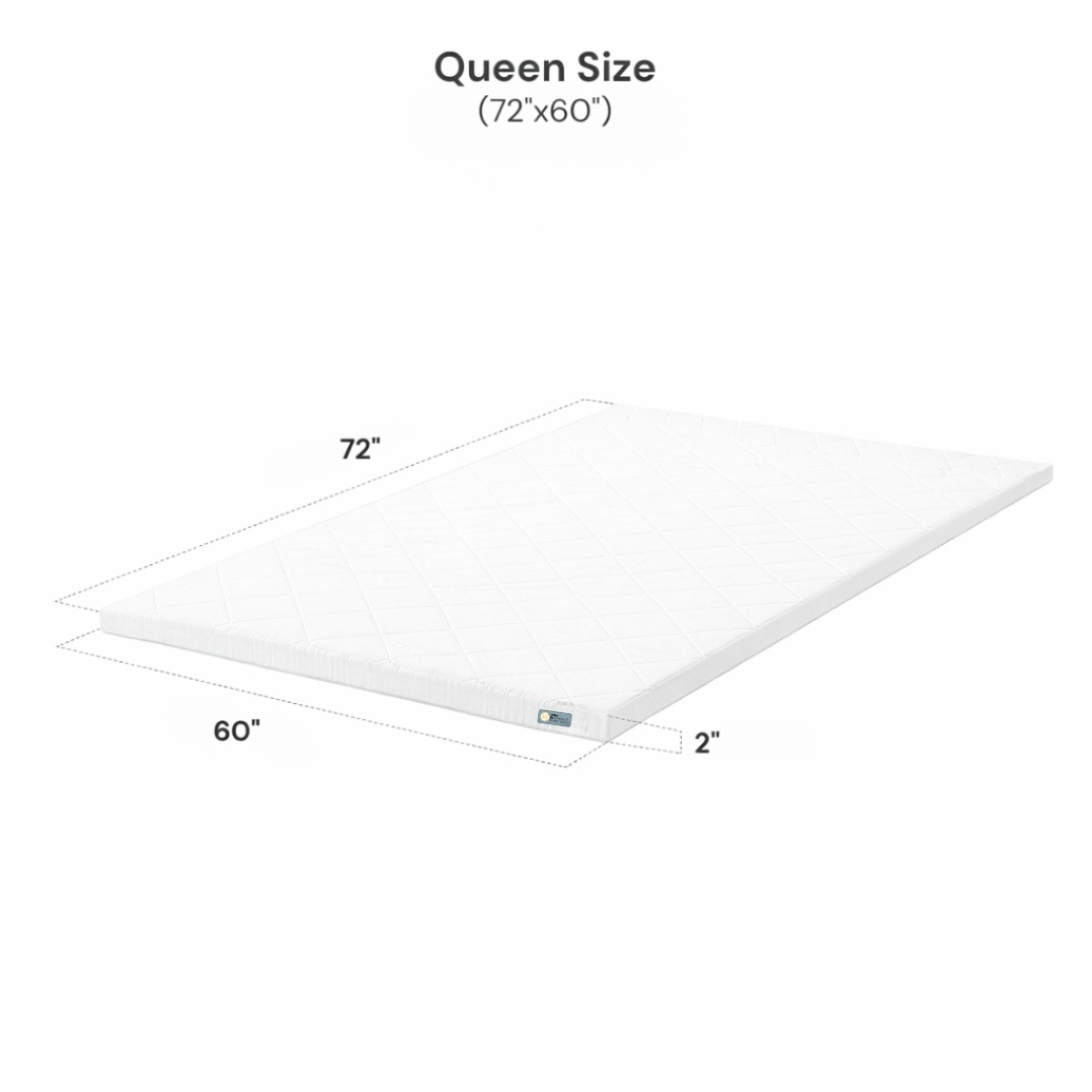 Mattress Topper Queen Size Softy Foam | Quick Response Foam  (72x60x2 Inch) White - front_view