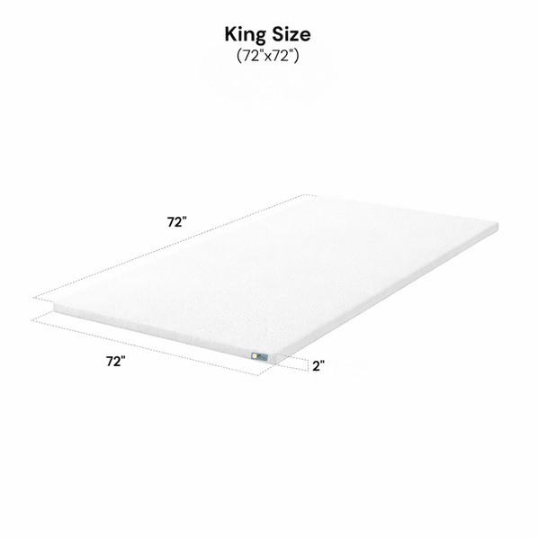 Mattress Topper King Size Softy Foam | Quick Response Foam (72x72x2 Inch) White - front_view