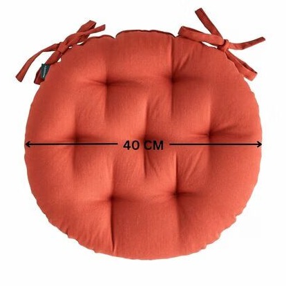 Cotton Reversible Round Chair Pad Cushion (Pack of 2) (40 X 40 X 8 Cm) - front_view