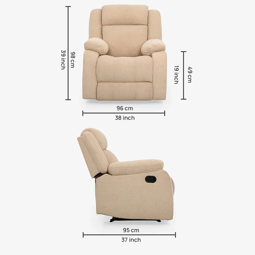 Orleans Beige Fabric Manual Recliner - front_view